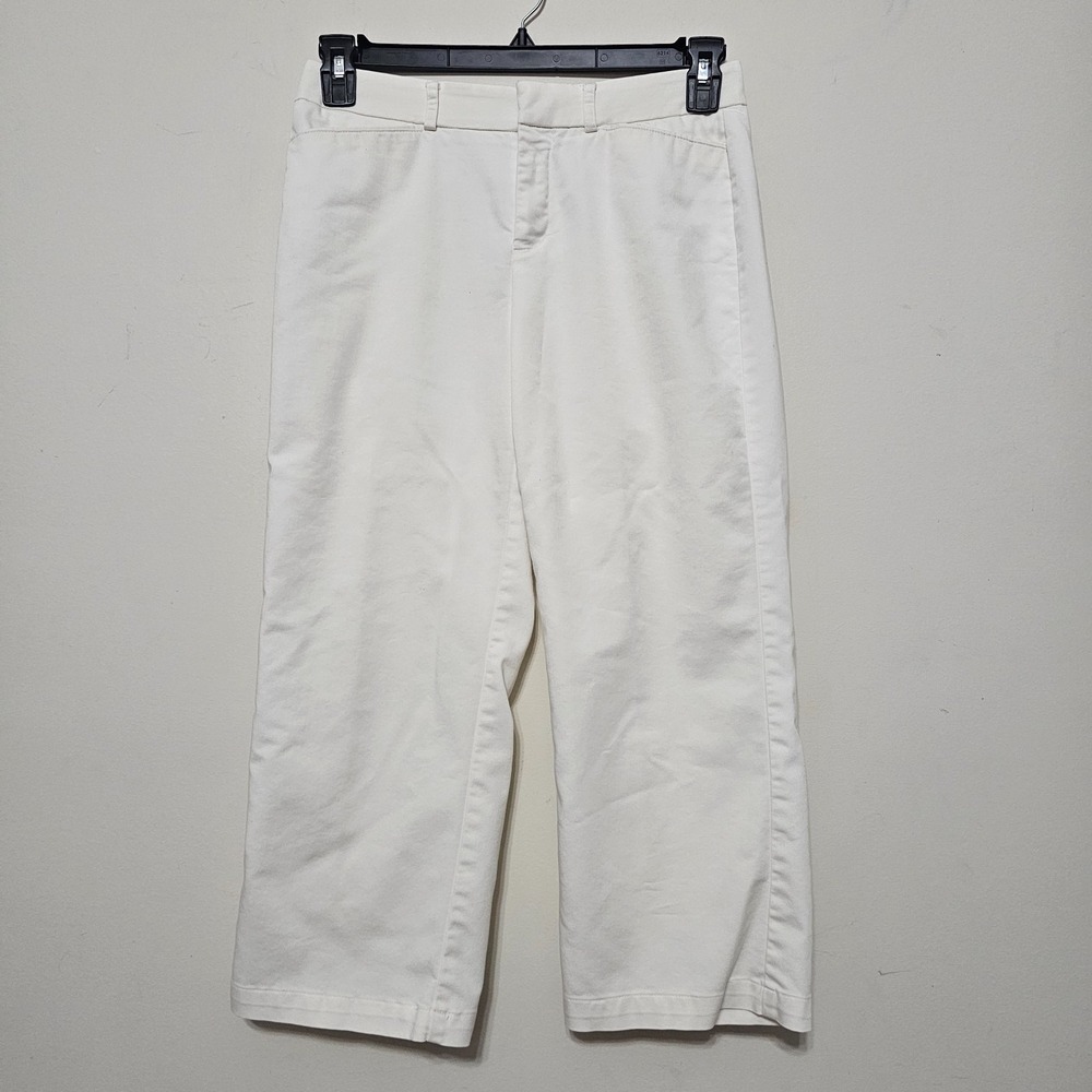 Dockers Women's Pants 4 White Ideal Fit Wide Leg Cotton Stretch Blend 1046